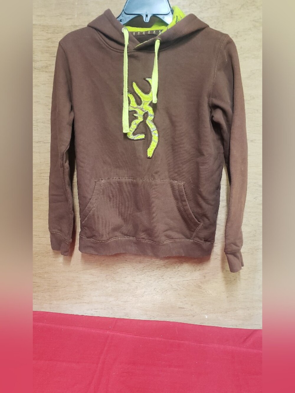 Ladies Browning Hoodie Brown With Lime Green And Camo Buckmark Emboidered Logo S